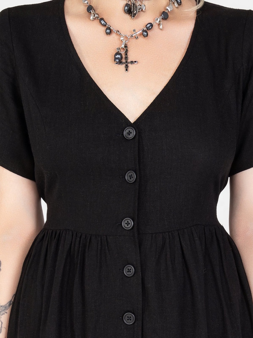 Disturbia Rowan Linen Button Up Midi Dress - Picture 5 of 7